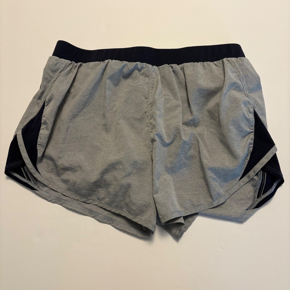 Under Armour Running Shorts Womens Medium Grey Navy HeatGear Loose Activewear